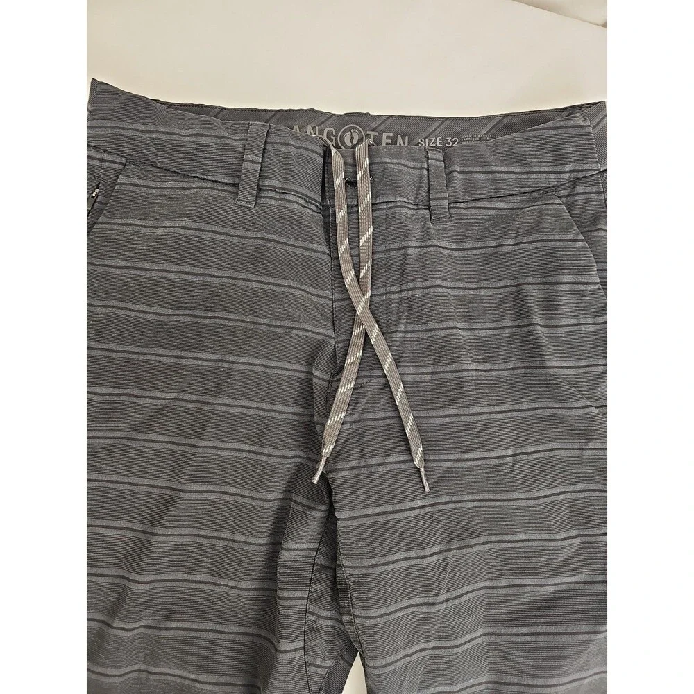 Hang Ten Mens Sz 32 Gray Black Plaid Board Shorts Swim Trunks Surf Hybrid